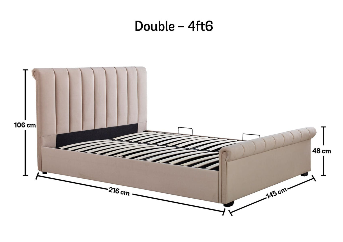 Ascot Sten Klädd Ottoman Förvaring Slädsäng