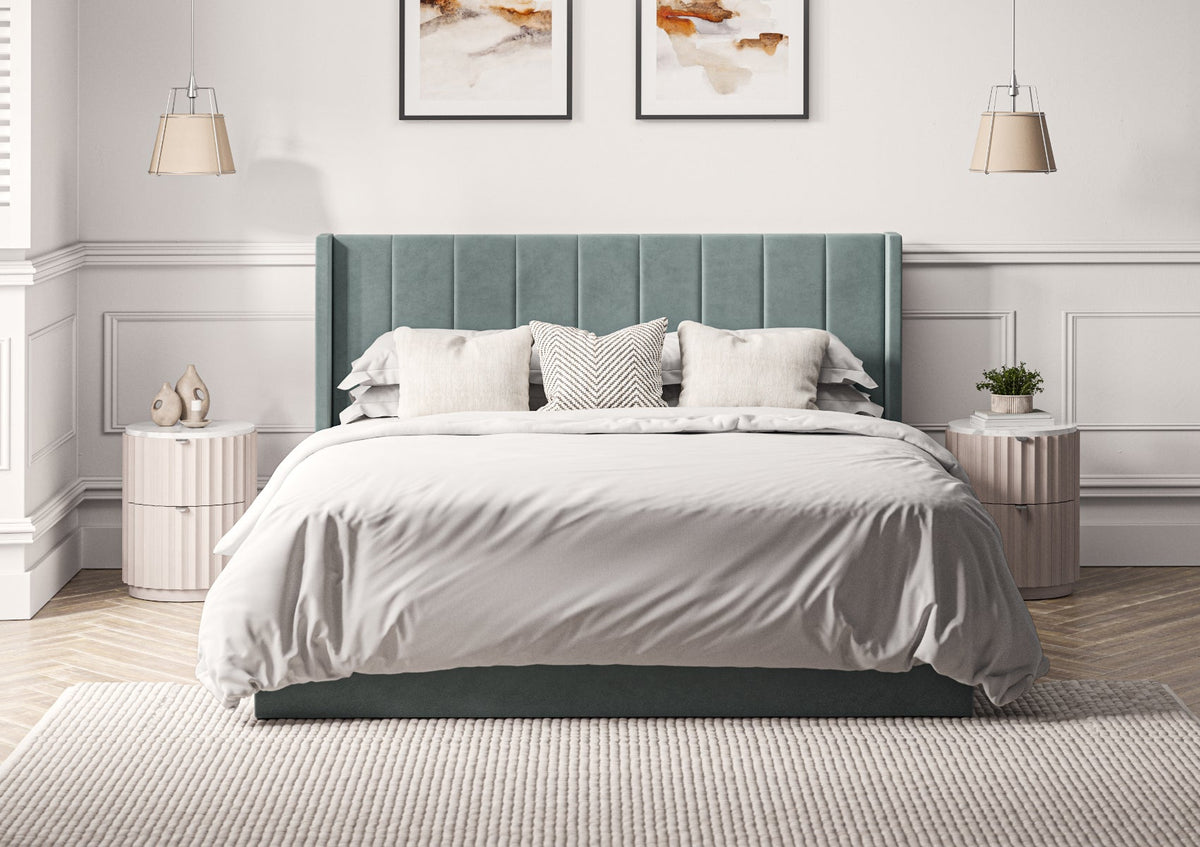 Harmony Med vingar Classic Eden Seagrass Klädd Sängstomme med ottomane