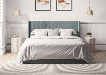 Harmony Med vingar Classic Eden Seagrass Klädd Sängstomme med ottomane