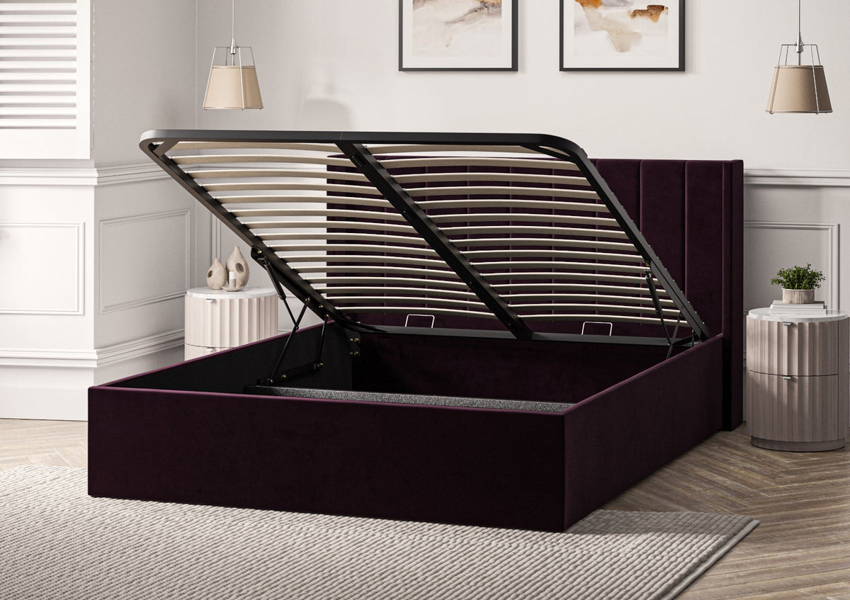 Harmony Med vingar Classic Hugo Aubergine Klädd Sängstomme med ottomane