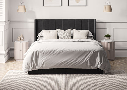 Harmony Med vingar Classic Hugo Charcoal Klädd Sängstomme med ottomane