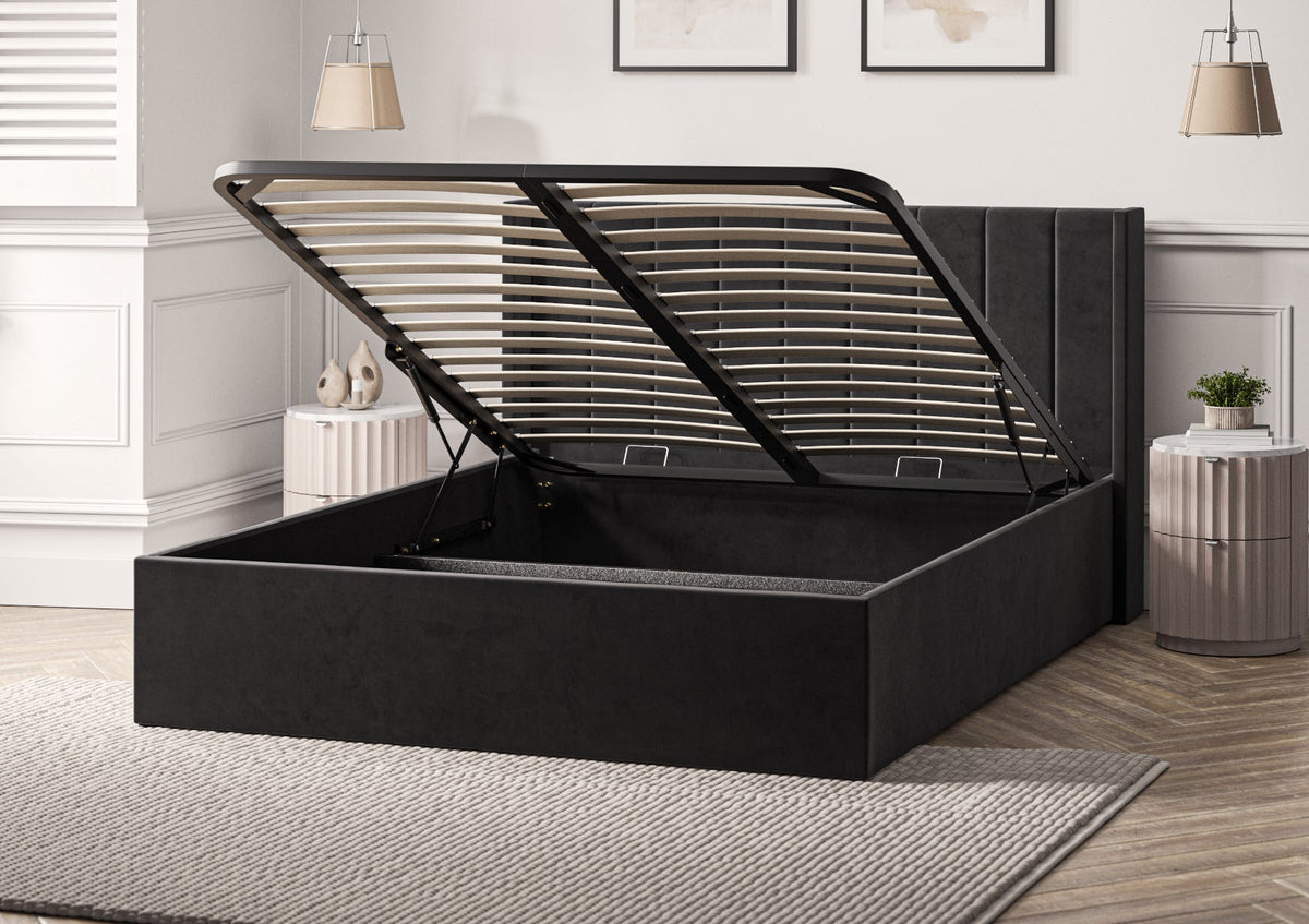 Harmony Med vingar Classic Hugo Charcoal Klädd Sängstomme med ottomane