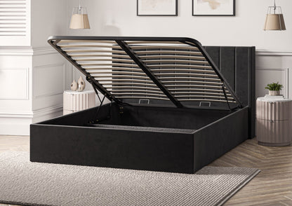 Harmony Med vingar Classic Hugo Charcoal Klädd Sängstomme med ottomane