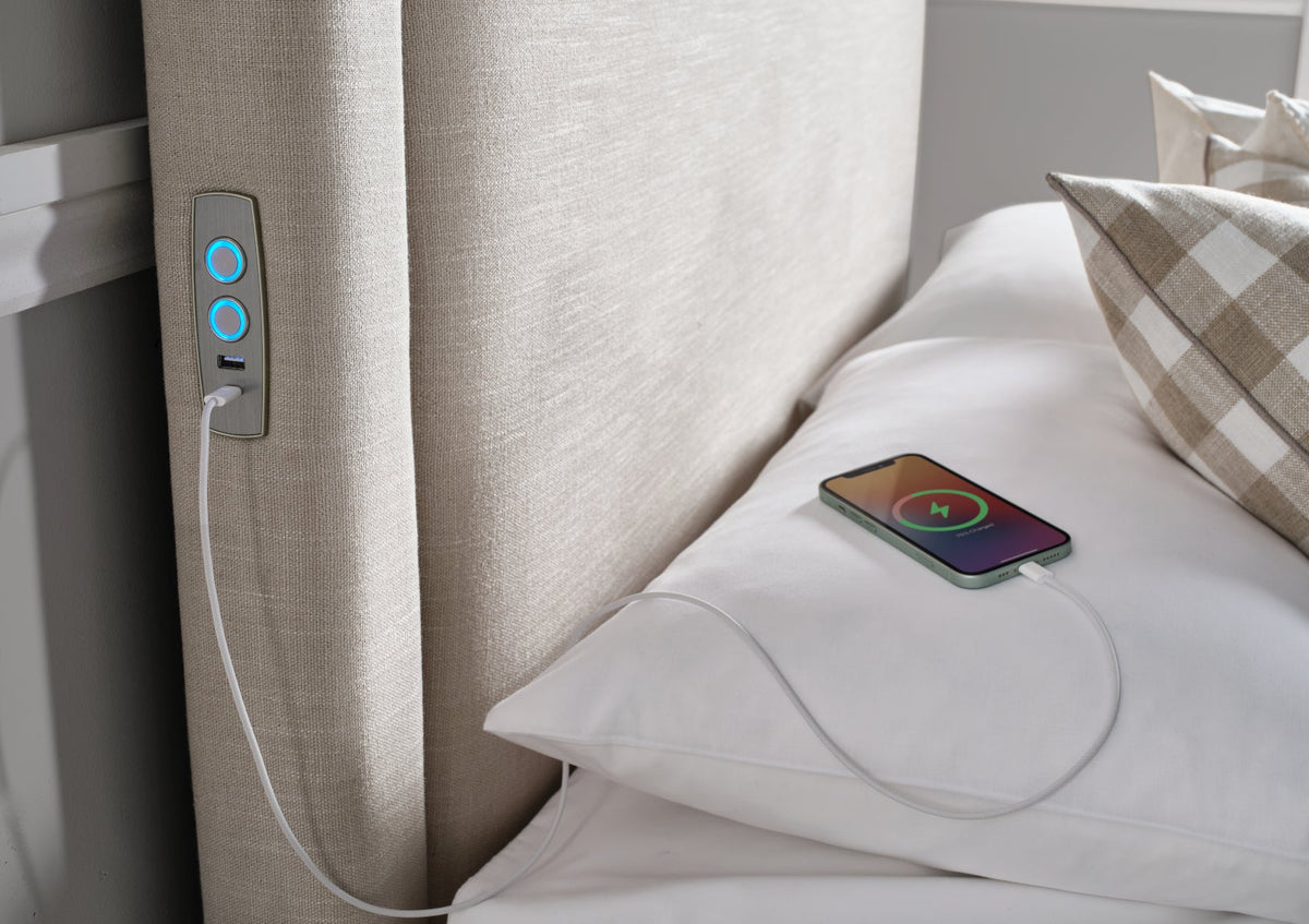 Lifttech Electric Natural Klädd Sängstomme med ottomane