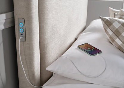 Lifttech Electric Natural Klädd Sängstomme med ottomane