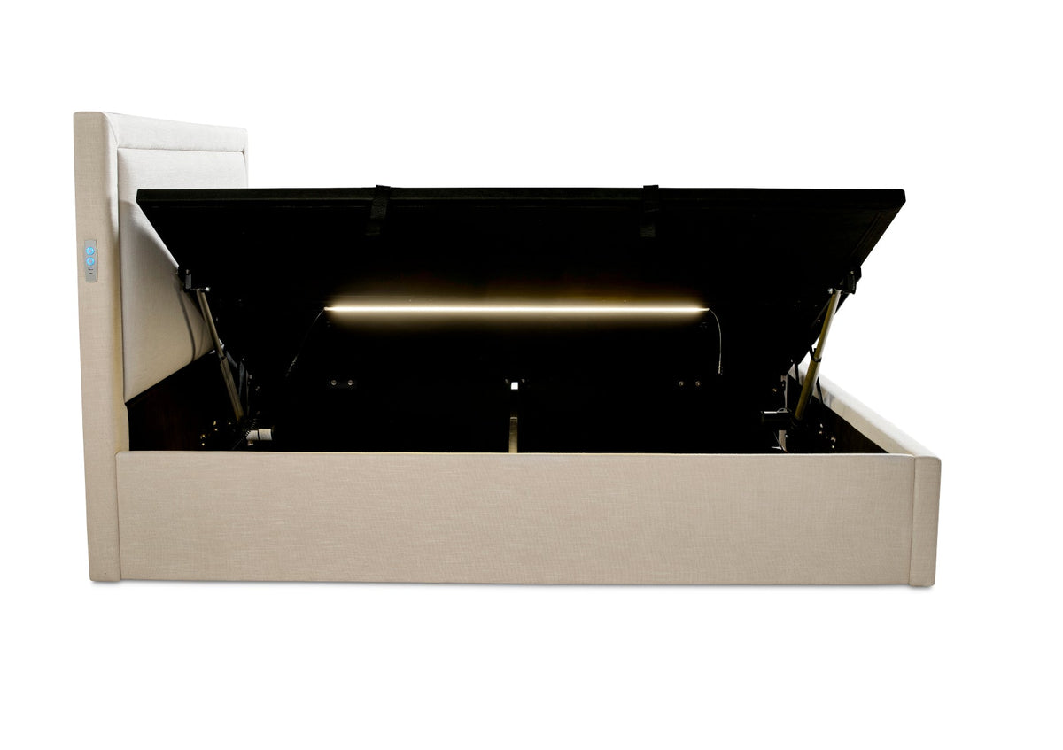 Lifttech Electric Natural Klädd Sängstomme med ottomane