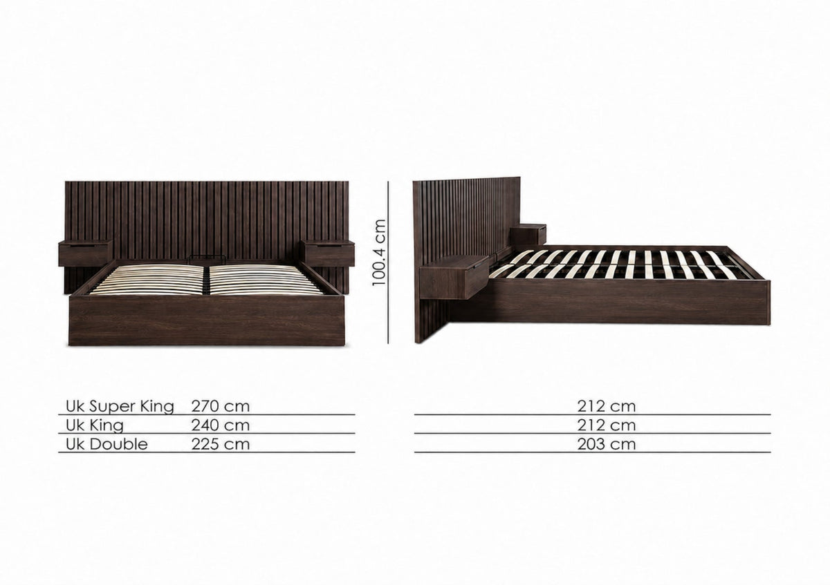 Molle Walnut Finish Hotel Sängstomme med ottomane