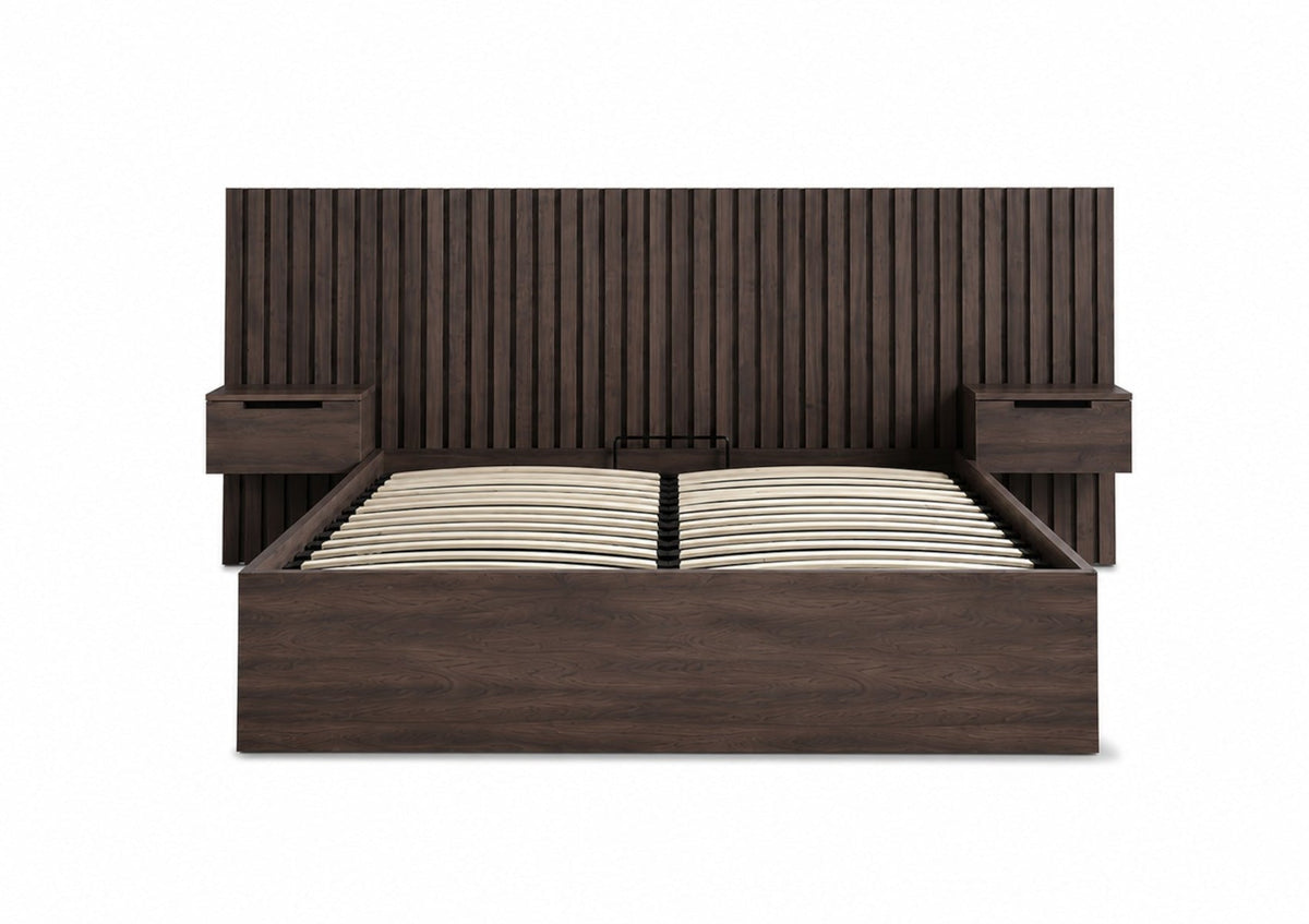 Molle Walnut Finish Hotel Sängstomme med ottomane