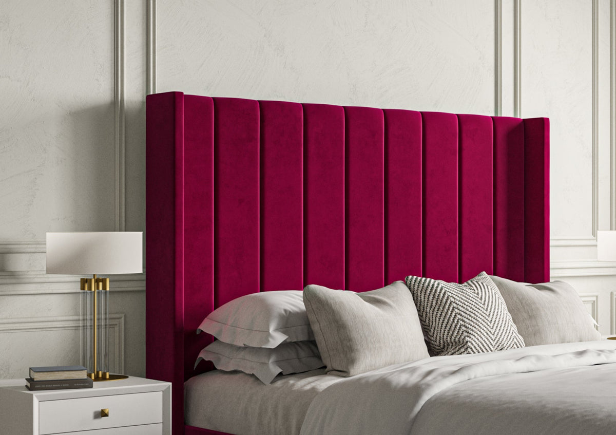 Opulence Med vingar Grand Hugo Cerise Klädd Sängstomme med ottomane