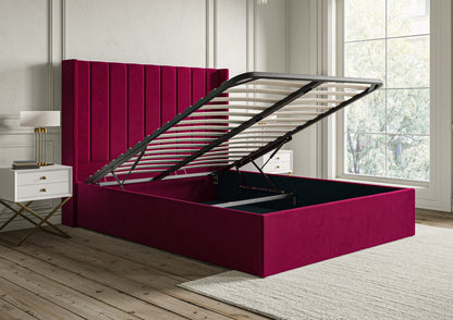 Opulence Med vingar Grand Hugo Cerise Klädd Sängstomme med ottomane
