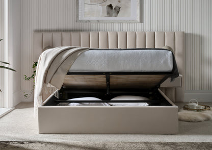 Serenity Klädd Beige Ottoman Hotel Sängstomme