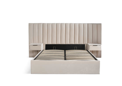 Serenity Klädd Beige Ottoman Hotel Sängstomme