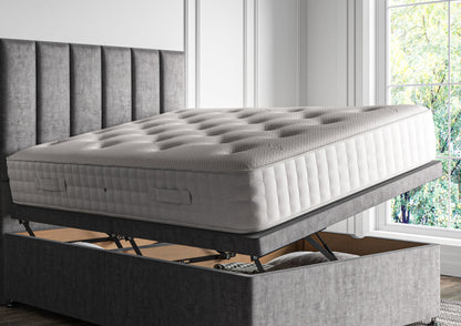 Empire Klädd Floor Standing Sänggavel and Side Opening Ottoman Including Silk 2000 Mattress