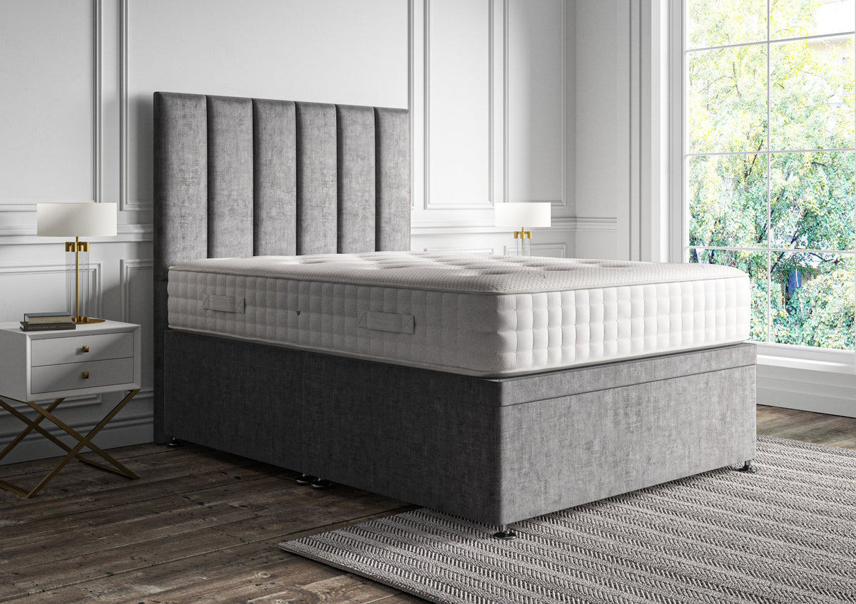 Empire Klädd Floor Standing Sänggavel and Side Opening Ottoman Including Silk 2000 Mattress
