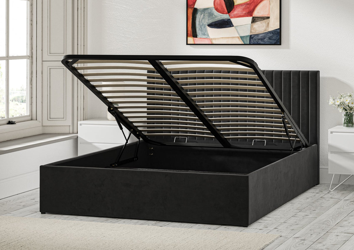 Symphony Classic Hugo Charcoal Klädd Sängstomme med ottomane
