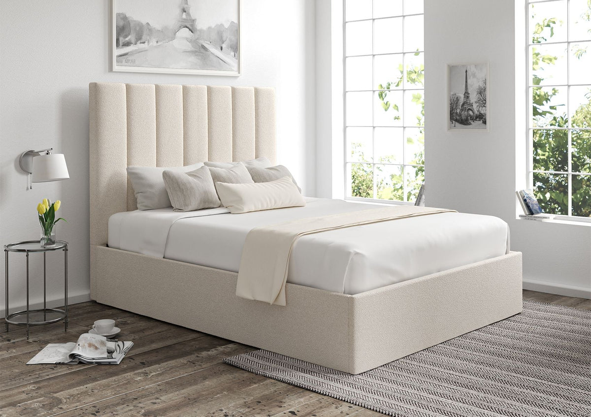 Amalfi Boucle Ivory Klädd Sängstomme med ottomane