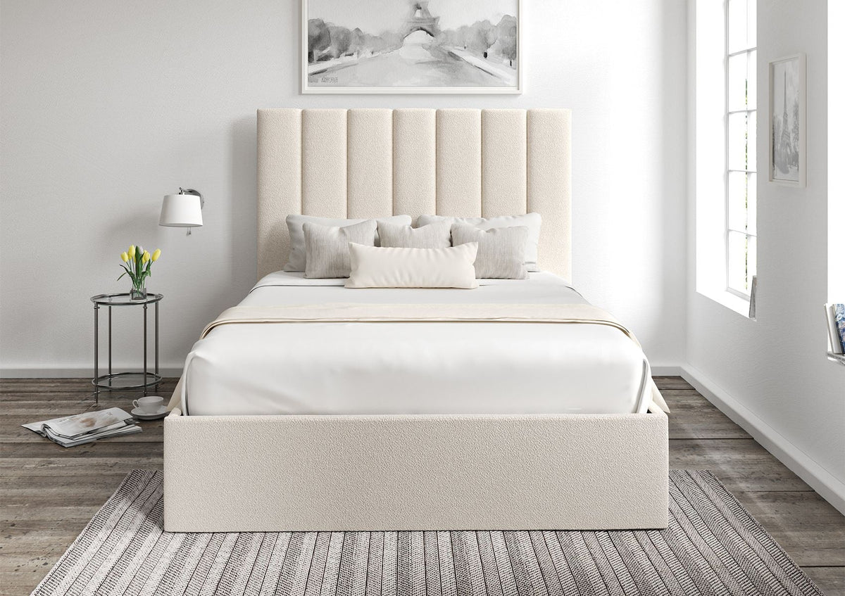 Amalfi Boucle Ivory Klädd Sängstomme med ottomane