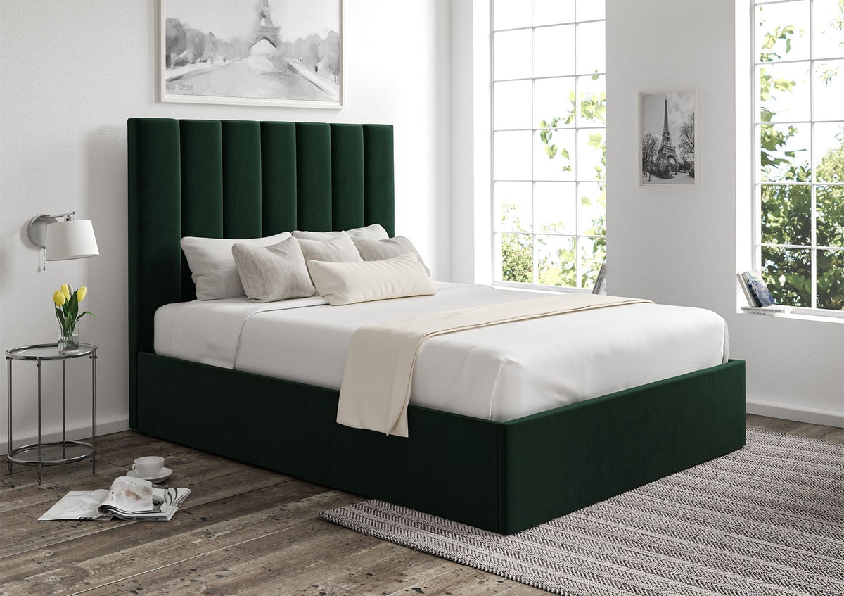 Amalfi Hugo Bottle Green Klädd Sängstomme med ottomane