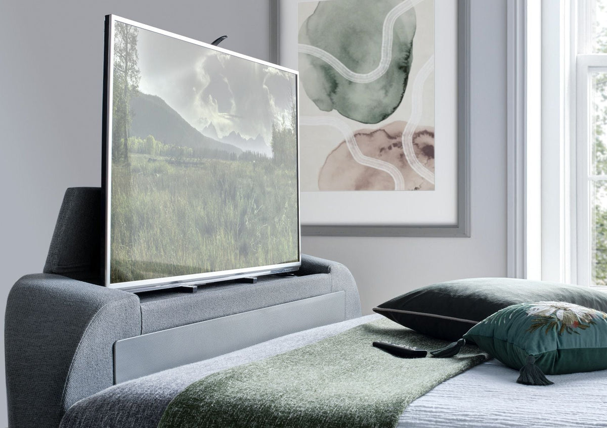 Aspen Klädd TV-säng med ottomane Smoke Endast sängstomme