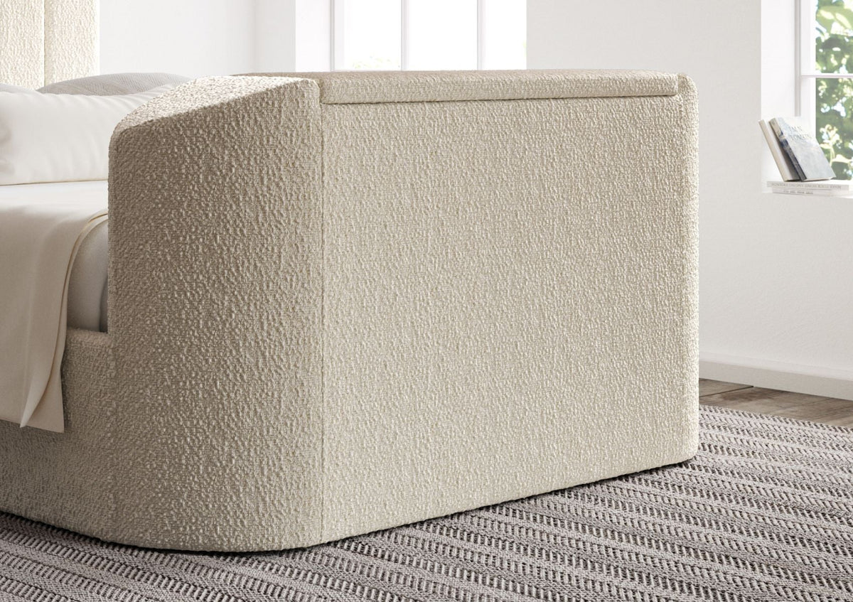 Berkley Klädd Boucle Ivory TV-säng med ottomane - Endast sängstomme