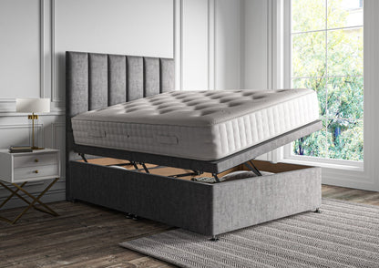 Empire Klädd Floor Standing Sänggavel and Side Opening Ottoman Including Silk 2000 Mattress