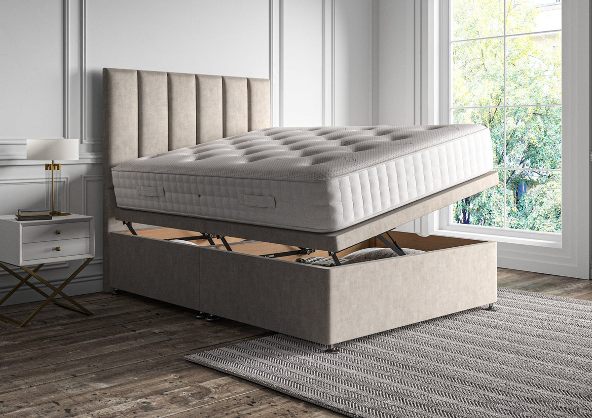 Empire Klädd Floor Standing Sänggavel and Side Opening Ottoman Including Silk 2000 Mattress