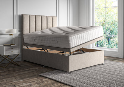 Empire Klädd Floor Standing Sänggavel and Side Opening Ottoman Including Silk 2000 Mattress