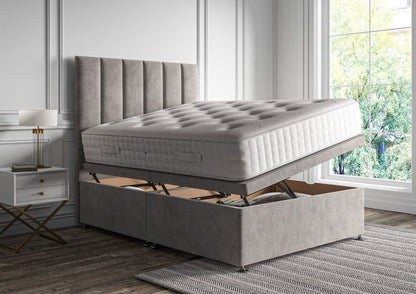 Empire Klädd Floor Standing Sänggavel and Side Opening Ottoman Including Silk 2000 Mattress