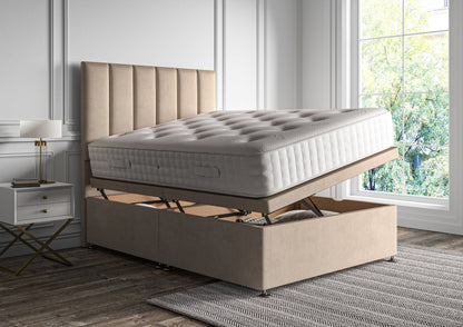 Empire Klädd Floor Standing Sänggavel and Side Opening Ottoman Including Silk 2000 Mattress