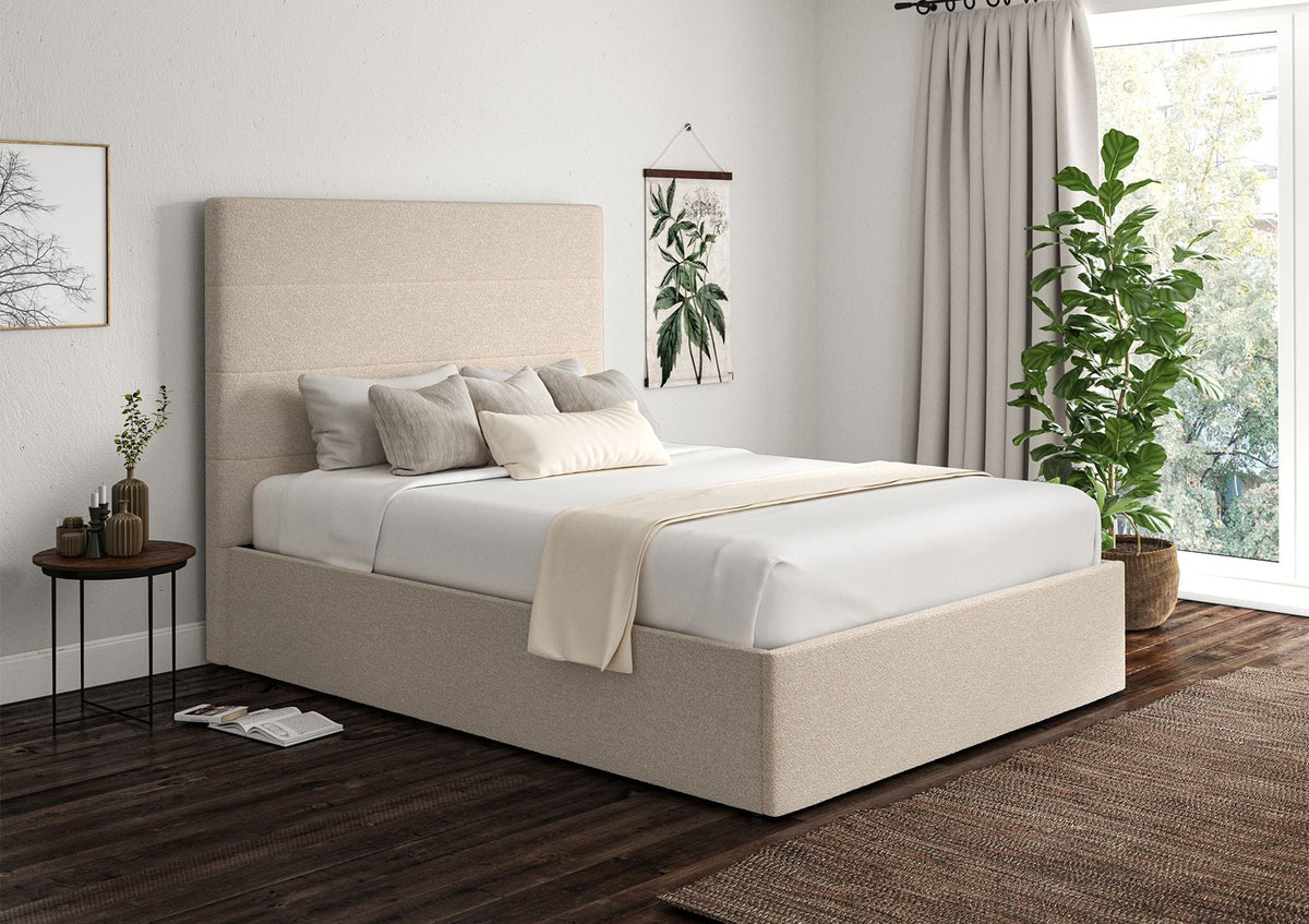 Milano Boucle Ivory Klädd Sängstomme med ottomane