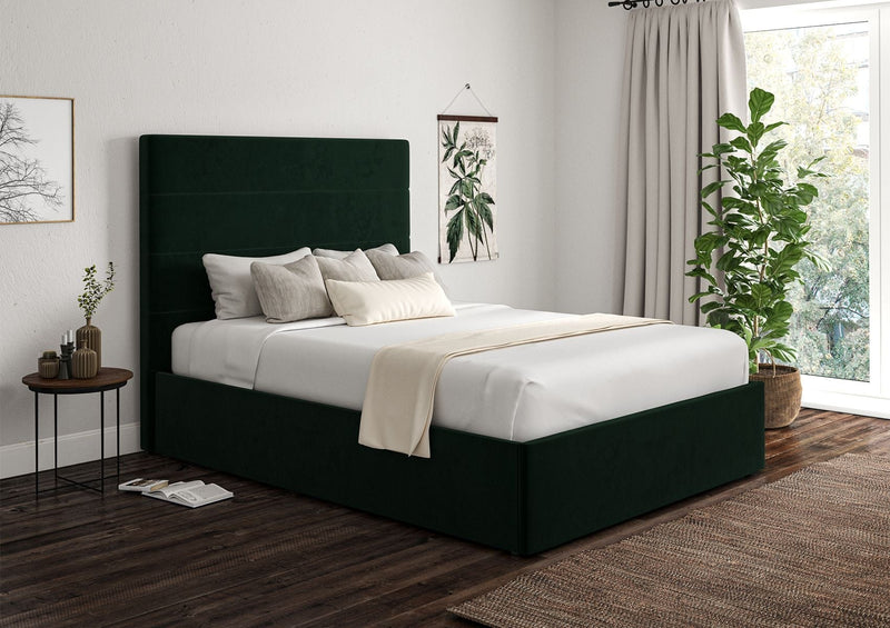 Milano Hugo Bottle Green Klädd Sängstomme med ottomane