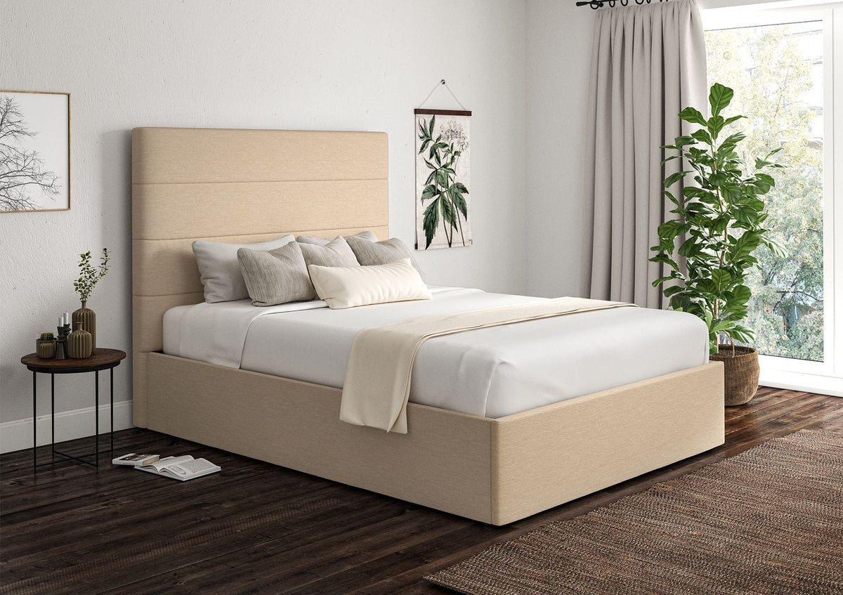 Milano Linea Linen Klädd Sängstomme med ottomane