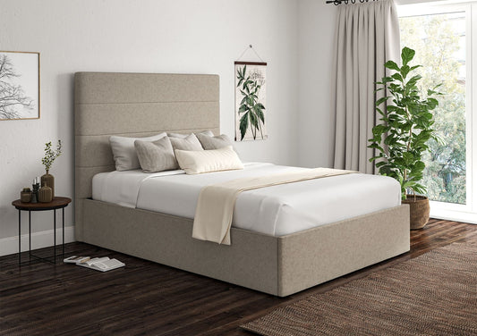 Milano Trebla Flax Klädd Sängstomme med ottomane