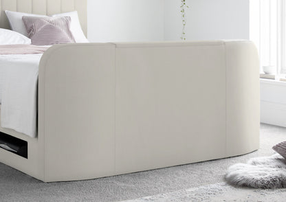Onelife Natural Sammet Klädd TV Sängstomme med ottomane