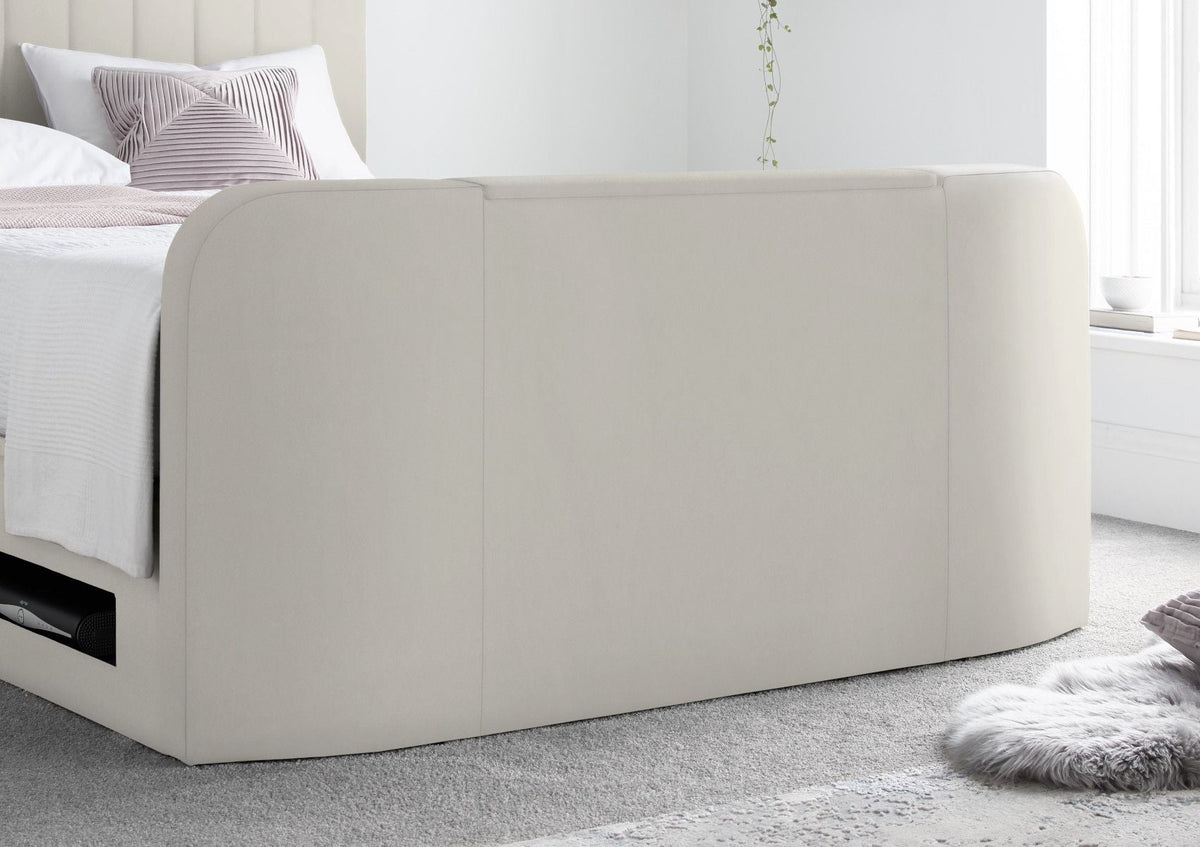 Onelife Natural Sammet Klädd TV Sängstomme med ottomane