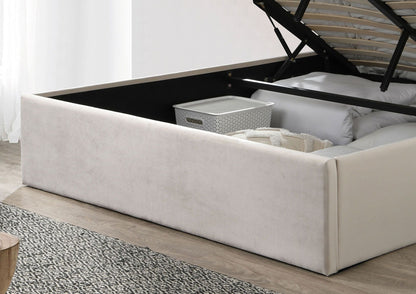 Salerno Beige Med vingar Klädd Sängstomme med ottomane