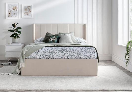 Wilson Naturbeige Klädd Sängstomme med ottomane